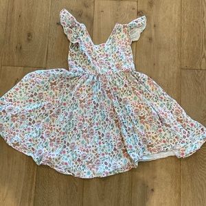 Alice + Ames Floral Flutter Sleeve Twirl Dress